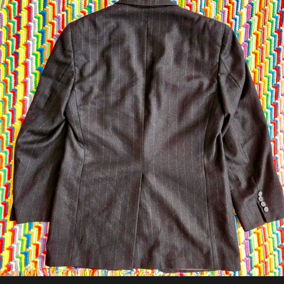 💵🌹Vintage 1990s Striped Navy Sports Coat🏛️🚍 - Picture 2 of 6